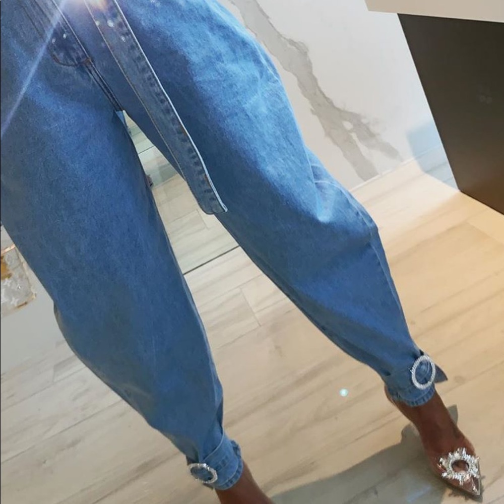 Embellished Pants- Light Denim Blue